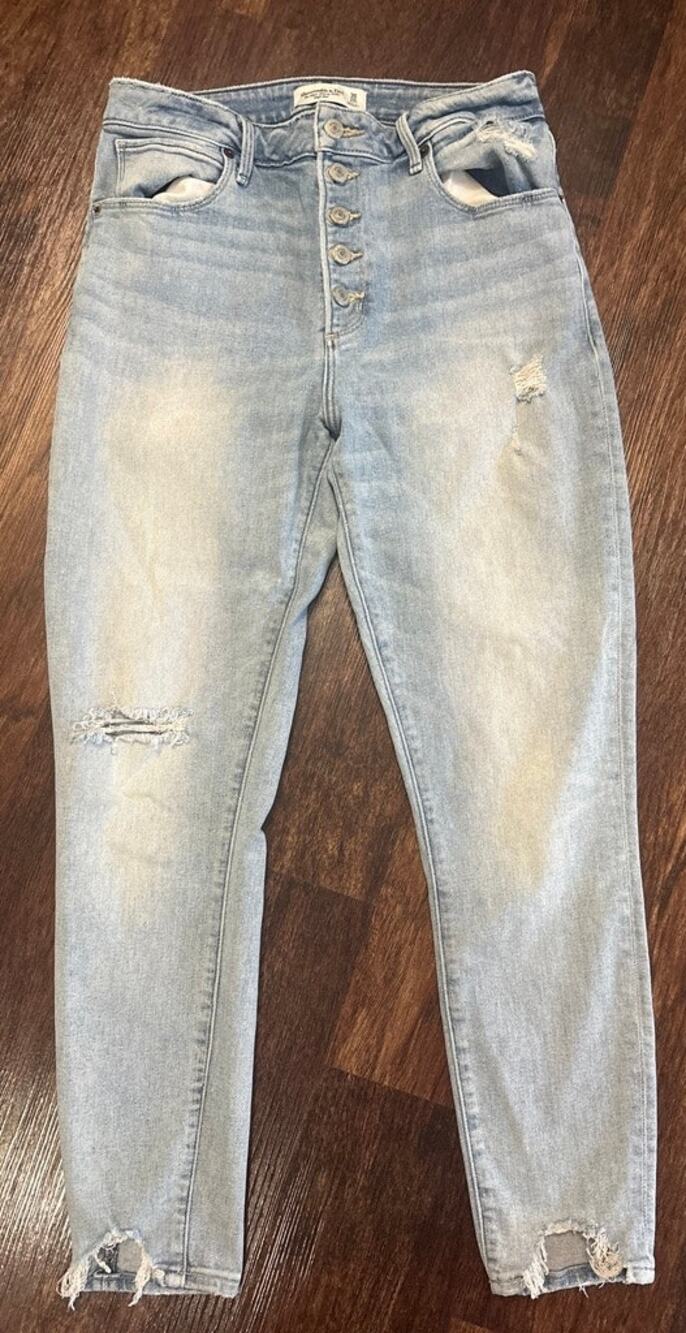 Abercrombie & Fitch Curve Love Super Skinny Ankle High Rise Lt Wash Jeans 30R